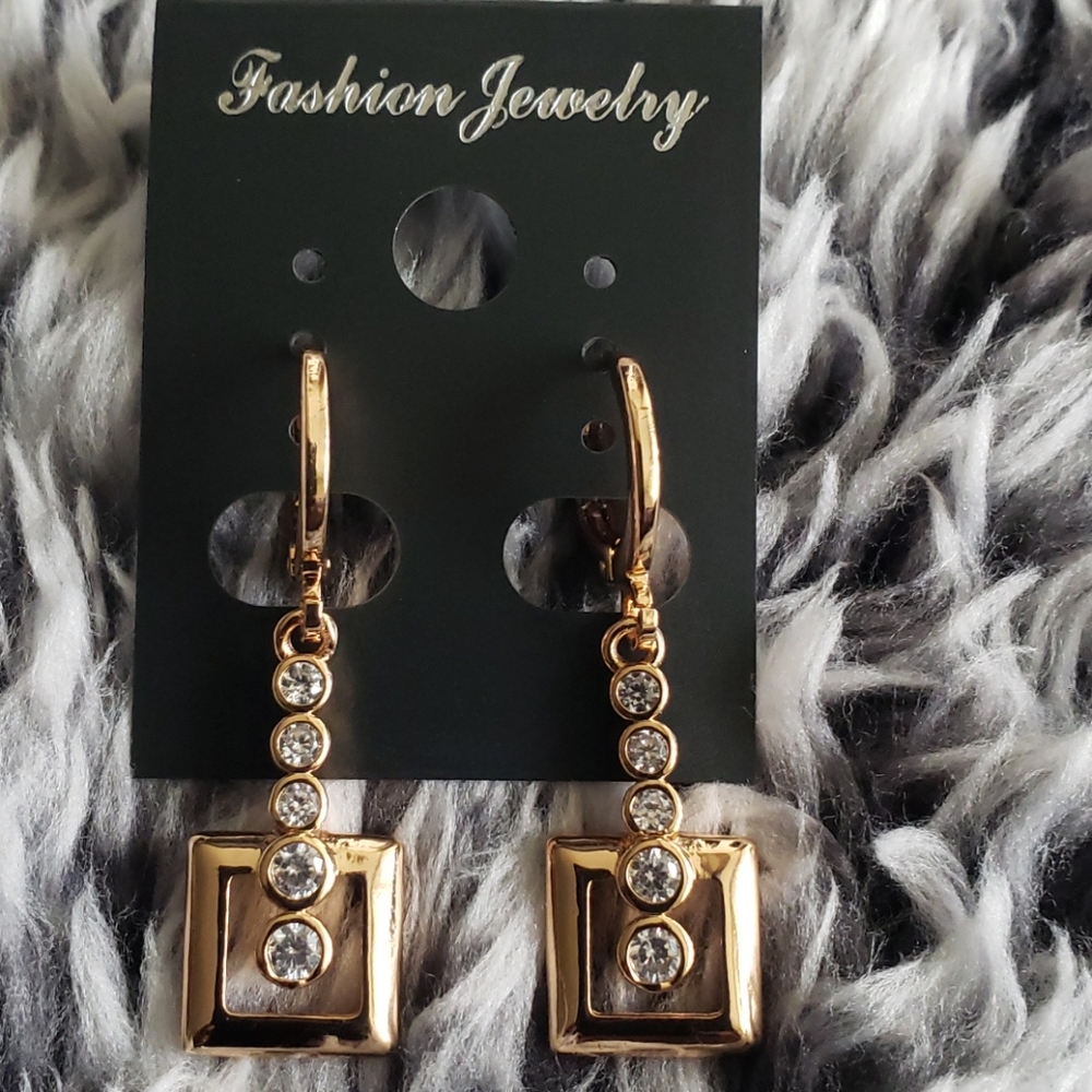 18K Yellow gold-filled square earrings